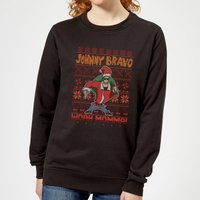 Johnny Bravo Johnny Bravo Pattern Damen Weihnachtspullover – Schwarz - 3XL von Cartoon Network