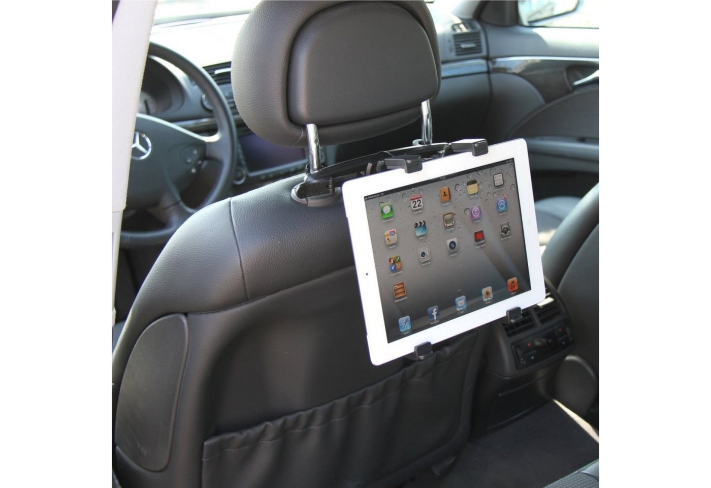 Cartrend Universal Auto Rücksitz Halter Kopfstütze Tablet-Halterung, (Halterung KFZ PKW, 360° drehbar, verstellbar von 7 bis 10,5)" von Cartrend