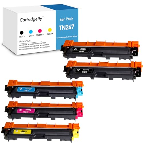 Cartridgeify TN-247CMYK Tonerkassette Kompatibel mit Brother TN-247 TN-243CMY Toner, für DCP-L3510CDW, L3550CDW, HL-L3210CW, L3230CDW, L3270CDW, MFC-L3710CW, L3730CDN L3750CDW, L3770CDW (5er-Pack) von Cartridgeify