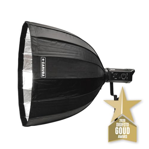 Caruba Deep Parabolic Softbox 120cm - Perfekt für Portraits, gleichmäßige und weiche Beleuchtung - Durchmesser 120cm, 80cm tief - Inklusive 2 Diffusoren von Caruba