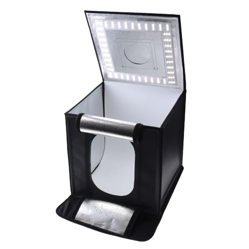 Caruba Tragbares Fotostudio LED 50x50x50cm - Vielseitiges Mini-Studio mit Dimmbarer LED, 4 Hintergründen & Diffusionstuch von Caruba