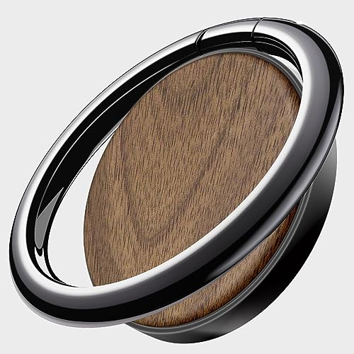 Carveit Handy Fingerhalterung Smartphone Ring Handy Ring, Handyring Holz & Metall Handyring aus kompatibel iPhone, Samsung, Google Pixel, Schwarz-Nussbaum, [1 Stücke] von Carveit