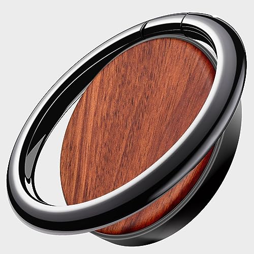 Carveit Handy Fingerhalterung Smartphone Ring Handy Ring, Handyring Holz & Metall Handyring aus kompatibel iPhone, Samsung, Google Pixel, Schwarz-Rosig, [1 Stücke] von Carveit