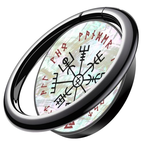 Carveit Handy Fingerhalterung Smartphone Ring Handy Ring, Natürlich Muschel & Metall aus kompatibel iPhone,Samsung,Pixel,Schwarz-Wikingerkompass Vegvisir Carveit Handy Fingerhalterung Smartphone Ring Handy Ring, Natürlich Muschel & Metall aus kompatibel iPhone,Samsung,Pixel,Schwarz-Wikingerkompass Vegvisir von Carveit