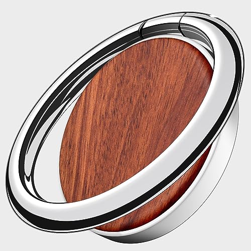 Carveit Handy Ring Ringhalter, 360°Drehung Handyring, Metall & Holz Ringgriff für iPhone 14 Pro Max/13/12mini, Samsung Galaxy S23 Ultra/S22 Plus/S21+, Google Pixel 7Pro/6a, Silber-Rosig, [1 Stücke] von Carveit