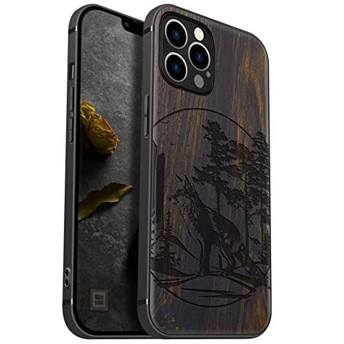 Carveit Handyhülle für iPhone 12 Pro Holz Cover kompatibel mit Apple MagSafe Case Magnetischen Ladegeräten Massivholz Kompatibel mit 12 Pro hulle（Dunklesholz-Fuchs und Wälder） von Carveit