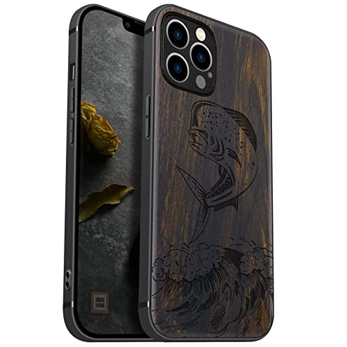 Carveit Handyhülle für iPhone 12 Pro Holz Cover kompatibel mit Apple MagSafe Case Magnetischen Ladegeräten Massivholz Kompatibel mit 12 Pro hulle（Dunklesholz-Mahi Mahi） von Carveit