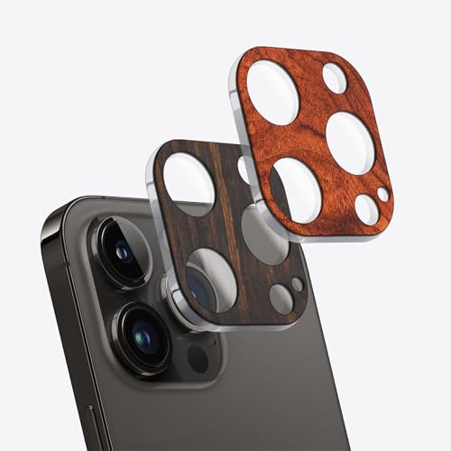 Carveit Kamera Linse Schutzfolie für iPhone 13 Pro/iPhone 13 Pro Max Kamera Schutzfolie, Natürliches Holz Objektiv Schutz Folie, HD Clear Kamera, (Dunklesholz+Rosigholz) [2 Stücke] von Carveit