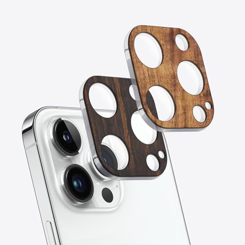 Carveit Kamera Linse Schutzfolie für iPhone 15 Pro/iPhone 15 Pro Max Kamera Schutzfolie, Natürliches Holz Objektiv Schutz Folie, HD Clear Kamera, (Dunklesholz+Nussbaum) [2 Stücke] von Carveit