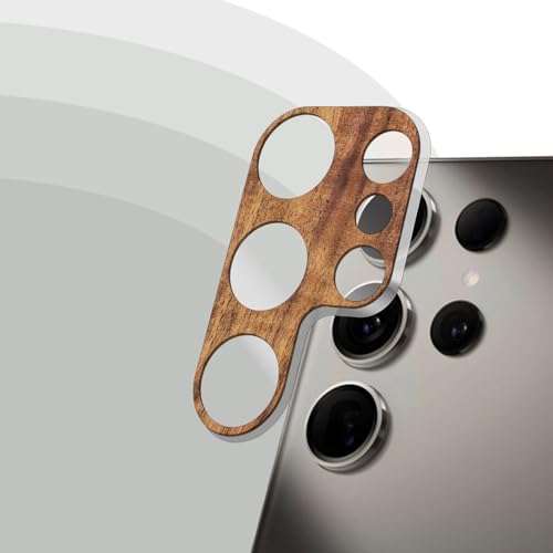 Carveit Kameraschutz kompatibel mit Samsung Galaxy S24 Ultra Kamera Schutzfolie, Holz Objektiv Schutz Folie, 9H Glas Schutzglas Camera Protector, (Nussbaum) [1 Stücke] von Carveit