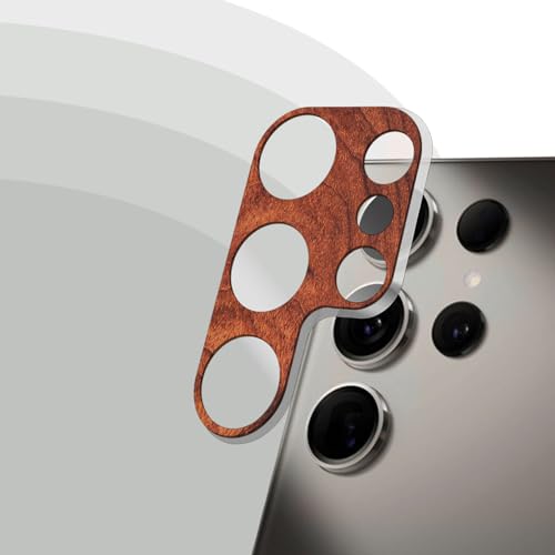 Carveit Kameraschutz kompatibel mit Samsung Galaxy S24 Ultra Kamera Schutzfolie, Holz Objektiv Schutz Folie, 9H Glas Schutzglas Camera Protector, (Rosigholz) [1 Stücke] von Carveit