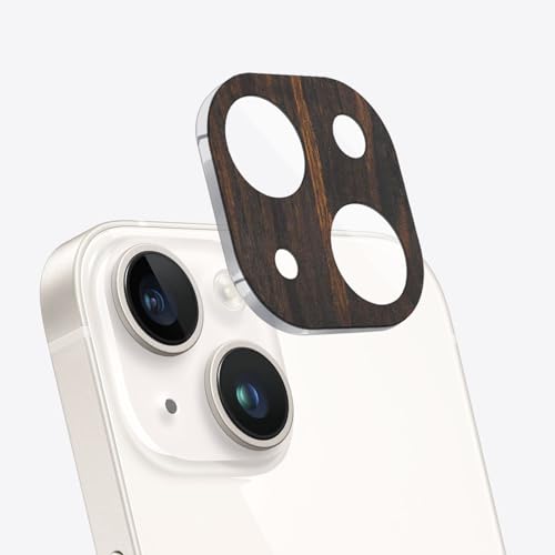 Carveit Kameraschutz kompatibel mit iPhone 13/13 mini Kamera Schutzfolie, Holz Objektiv Schutz Folie, 9H Glas Schutzglas Camera Protector, (Dunklesholz) [1 Stücke] von Carveit