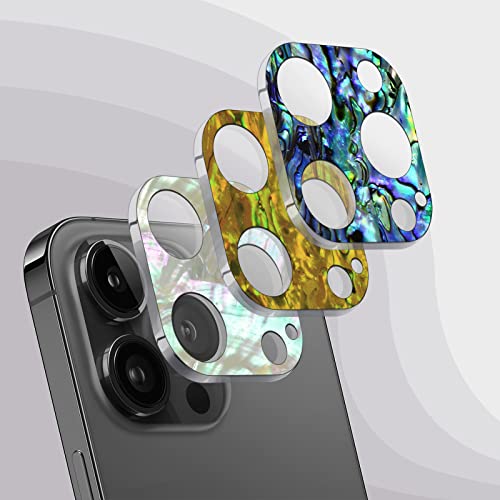 Carveit Kameraschutz kompatibel mit iPhone 13 Pro/13 Pro Max Kamera Schutzfolie, Muschel Objektiv Schutz Folie, 9H Glas Schutzglas Camera Protector HD Clear (Lebhaft+Weiß+Gold) [3 Stücke] von Carveit