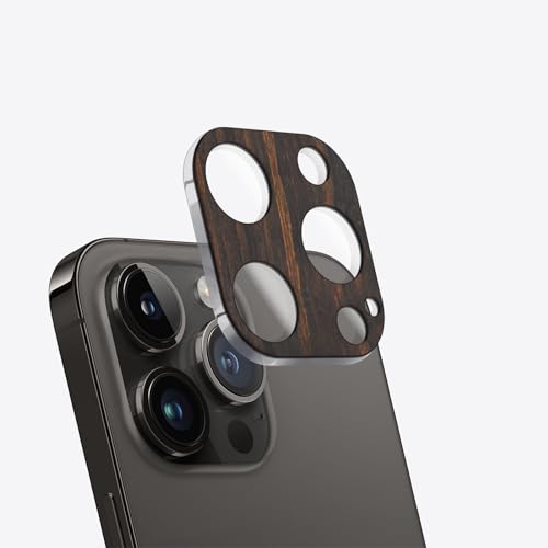 Carveit Kameraschutz kompatibel mit iPhone 13 Pro /13 Pro Max Kamera Schutzfolie, Holz Objektiv Schutz Folie, 9H Glas Schutzglas Camera Protector, (Dunklesholz) [1 Stücke] von Carveit