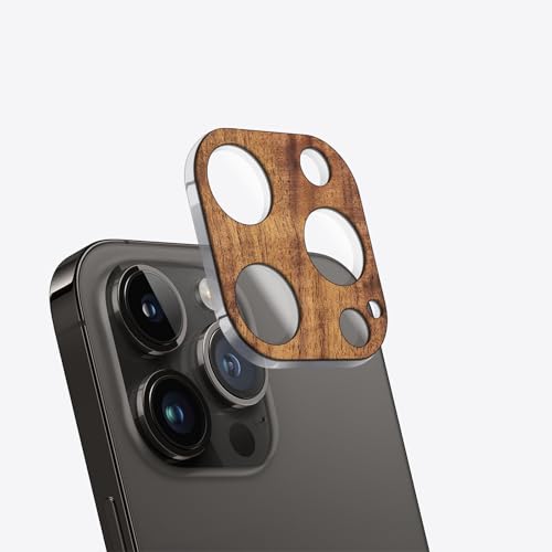 Carveit Kameraschutz kompatibel mit iPhone 13 Pro /13 Pro Max Kamera Schutzfolie, Holz Objektiv Schutz Folie, 9H Glas Schutzglas Camera Protector, (Nussbaum) [1 Stücke] von Carveit