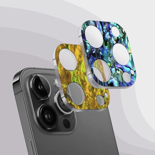 Carveit Kameraschutz kompatibel mit iPhone 15 Pro/15 Pro Max Kamera Schutzfolie, Muschel Objektiv Schutz Folie, 9H Glas Schutzglas Camera Protector (Lebhaft+Gold) [2 Stücke] von Carveit