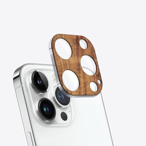 Carveit Kameraschutz kompatibel mit iPhone 15 Pro /15 Pro Max Kamera Schutzfolie, Holz Objektiv Schutz Folie, 9H Glas Schutzglas Camera Protector, (Nussbaum) [1 Stücke] von Carveit