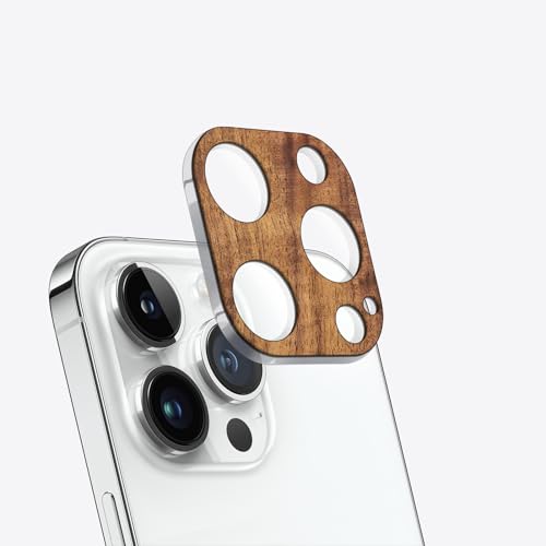 Carveit Kameraschutz kompatibel mit iPhone 15 Pro /15 Pro Max Kamera Schutzfolie, Holz Objektiv Schutz Folie, 9H Glas Schutzglas Camera Protector, (Nussbaum) [1 Stücke] von Carveit