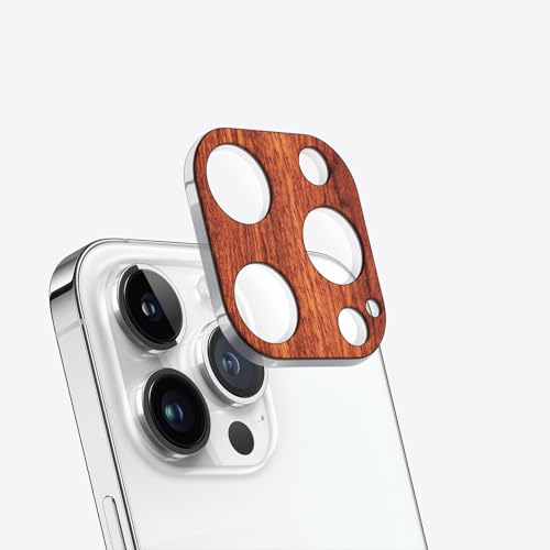 Carveit Kameraschutz kompatibel mit iPhone 15 Pro /15 Pro Max Kamera Schutzfolie, Holz Objektiv Schutz Folie, 9H Glas Schutzglas Camera Protector, (Rosigholz) [1 Stücke] von Carveit