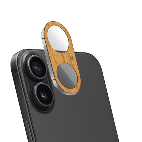 Carveit Kameraschutz kompatibel mit iPhone 16/16 Plus Kamera Schutzfolie, Holz Objektiv Schutz Folie, 9H Glas Schutzglas Camera Protector, (Kirschholz) [1 Stücke] von Carveit
