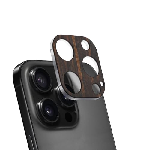 Carveit Kameraschutz kompatibel mit iPhone 16 Pro /16 Pro Max Kamera Schutzfolie, Holz Objektiv Schutz Folie, 9H Glas Schutzglas Camera Protector, (Dunklesholz) [1 Stücke] von Carveit