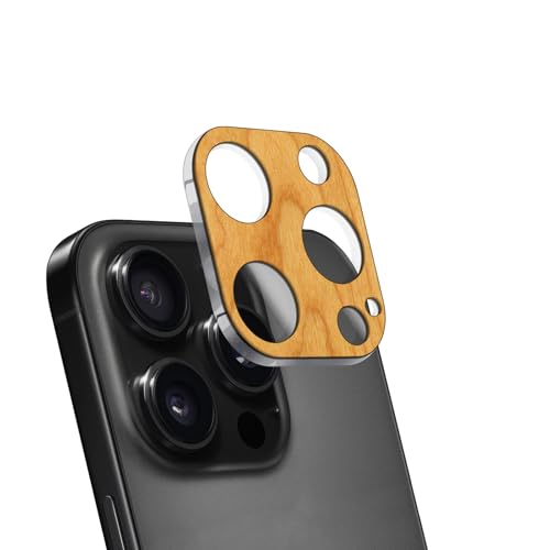 Carveit Kameraschutz kompatibel mit iPhone 16 Pro /16 Pro Max Kamera Schutzfolie, Holz Objektiv Schutz Folie, 9H Glas Schutzglas Camera Protector, (Kirschholz) [1 Stücke] von Carveit