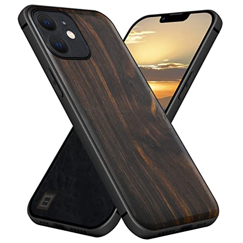 Carveit Magnetisch Hülle für iPhone 12 mini [Elegante Rosenholz] [Weich TPU Stoßstange] Stoßfeste Handyhülle Kompatibel mit 12mini Magsafe Hülle Holz （Natürliche Holzmaserung） von Carveit