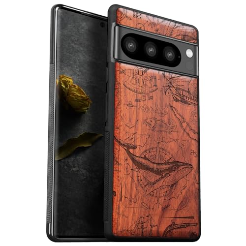 Carveit Natürlich Holz Handyhülle für Pixel 8 Pro hulle [Einzigartiges Design Cover] Stoßstange Case Kompatibel mit Google Pixel 8 Pro Hülle（Rosig-Der Geist der Entdeckung） von Carveit