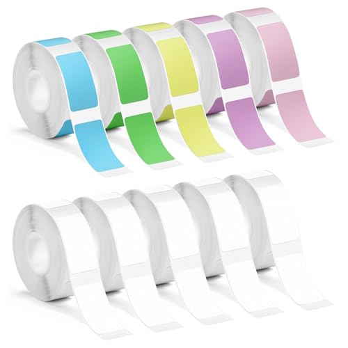Etiketten Selbstklebend, 10 Bände 12 mm * 40 mm Selbstklebend Etikettend, Aufkleber Zum Beschriften, Kompatibel Mit P15/D30/Q30 Etiketten Drucker für Zuhause, Büro, Schule, Lager, 160 Etiketten/Band von Casbomy