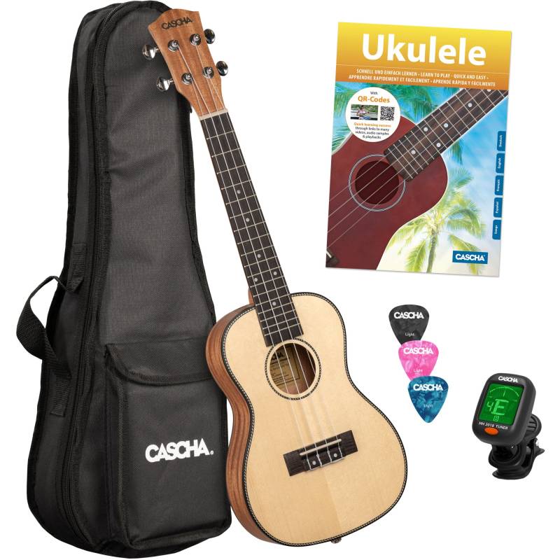Cascha HH 2152 Mahogany Concert Ukulele Starter Pack von Cascha