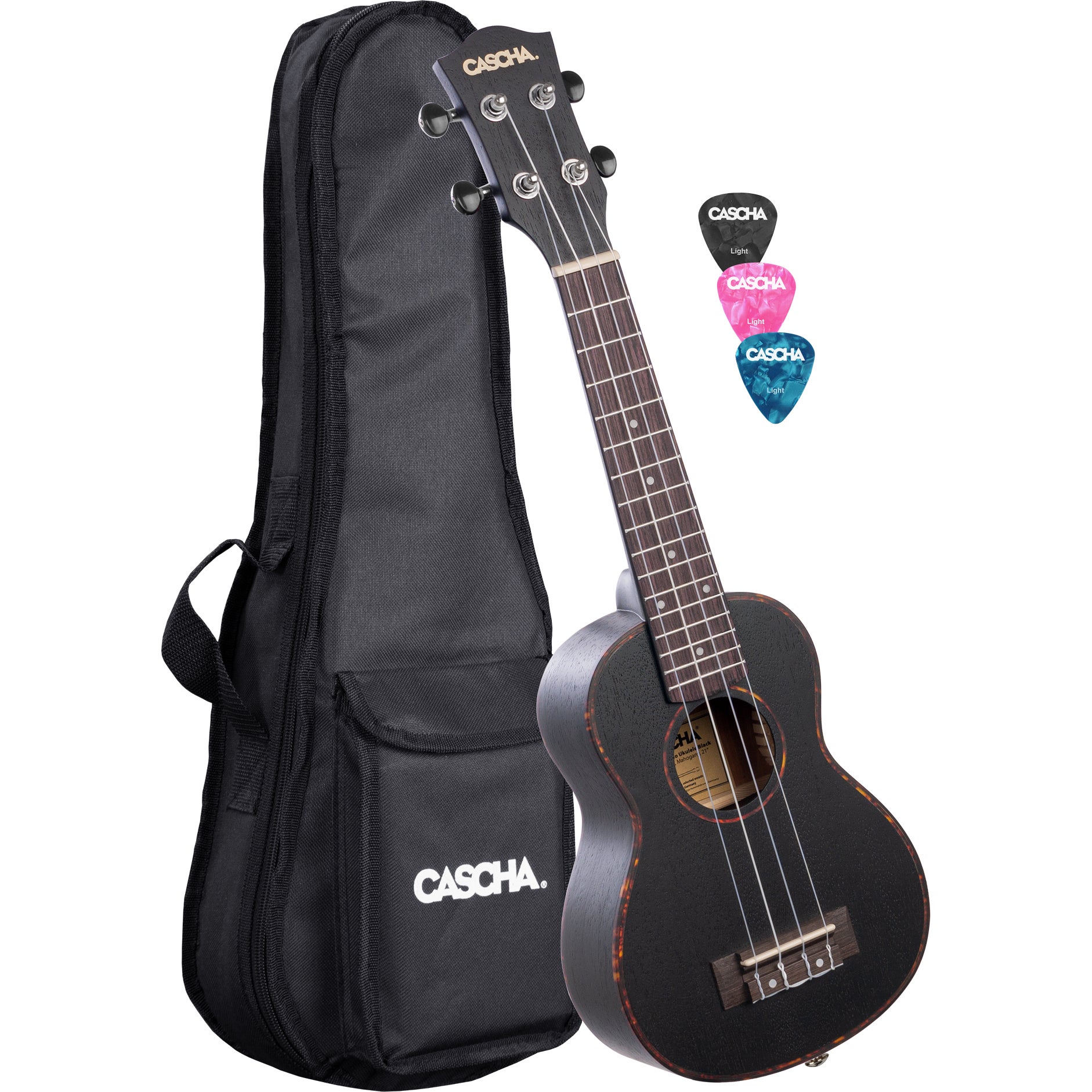 Cascha HH 2305 Premium Mahogany Tenor Ukulele Pack (Black) von Cascha