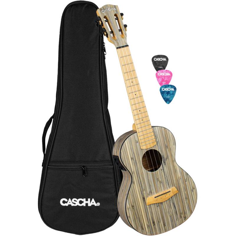 Cascha HH 2317E Bamboo Graphite Electro-Acoustic Tenor Ukulele Pack von Cascha