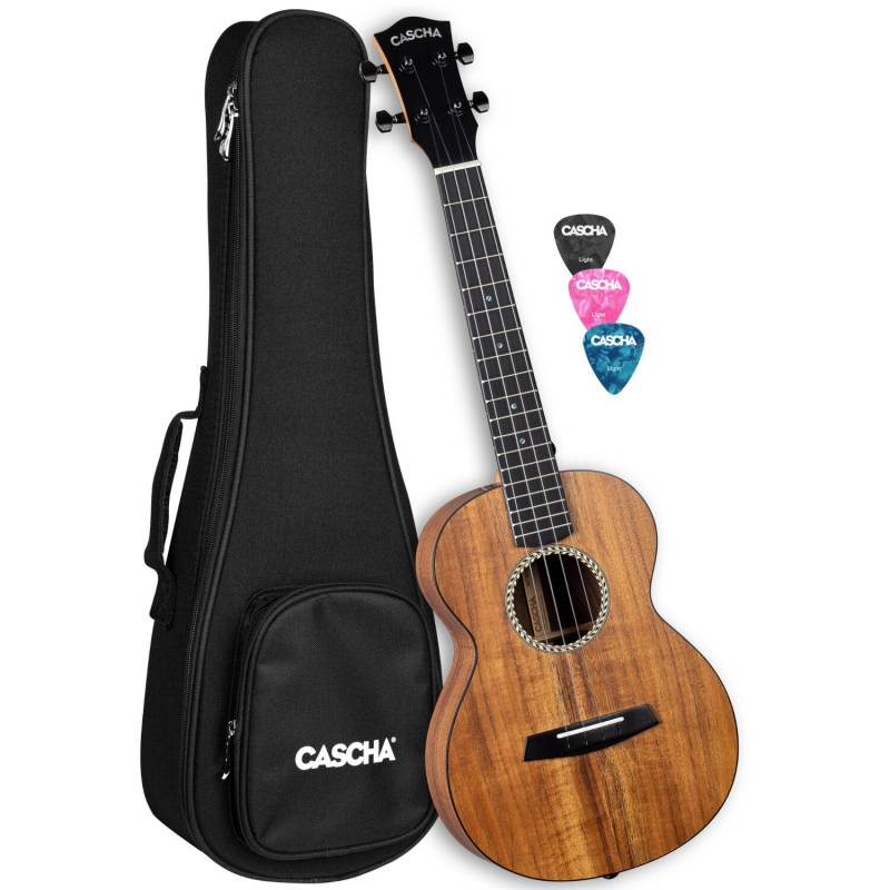 Cascha HH 2349 Solid Acacia Soundboard Tenor Ukulele Pack von Cascha