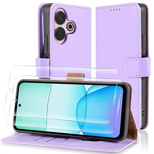 Case Collection 3 in 1 Klapphülle für Xiaomi Redmi 13 Hülle und 2X Panzer Schutz Glas - Leder Handyhülle [RFID-Blockierung] Stoßfest [Ständer] Handy für Redmi 13 Hülle von Case Collection