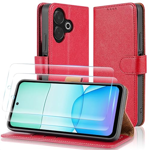 Case Collection 3 in 1 Klapphülle für Xiaomi Redmi 13 Hülle und 2X Panzer Schutz Glas - Leder Handyhülle [RFID-Blockierung] Stoßfest [Ständer] Handy für Redmi 13 Hülle von Case Collection