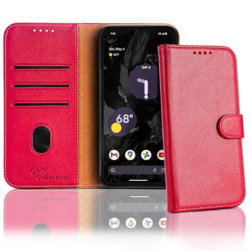 Case Collection für Google Pixel 8a Hülle - Leder Handyhülle mit Kartenfächern [RFID-Blockierung] Stoßfest [Standfunktion] Handy Schutzhülle für Pixel 8a Hülle von Case Collection