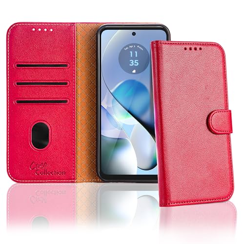 Case Collection für Motorola G04 / Motorola G24 Hülle - Leder Handyhülle mit Kartenfächern [RFID-Blockierung] Stoßfest [Standfunktion] Handy Schutzhülle für Moto G04 / G24 Hülle von Case Collection