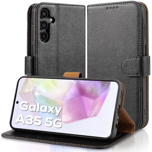 Case Collection für Samsung A35 5G Hülle - Leder Handyhülle mit Kartenfächern [RFID-Blockierung] Stoßfest [Standfunktion] Handy Schutzhülle für Samsung Galaxy A35 5G Hülle von Case Collection