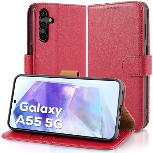 Case Collection für Samsung A55 5G Hülle - Leder Handyhülle mit Kartenfächern [RFID-Blockierung] Stoßfest [Standfunktion] Handy Schutzhülle für Samsung Galaxy A55 5G Hülle von Case Collection