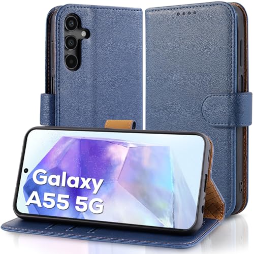 Case Collection für Samsung A55 5G Hülle - Leder Handyhülle mit Kartenfächern [RFID-Blockierung] Stoßfest [Standfunktion] Handy Schutzhülle für Samsung Galaxy A55 5G Hülle von Case Collection