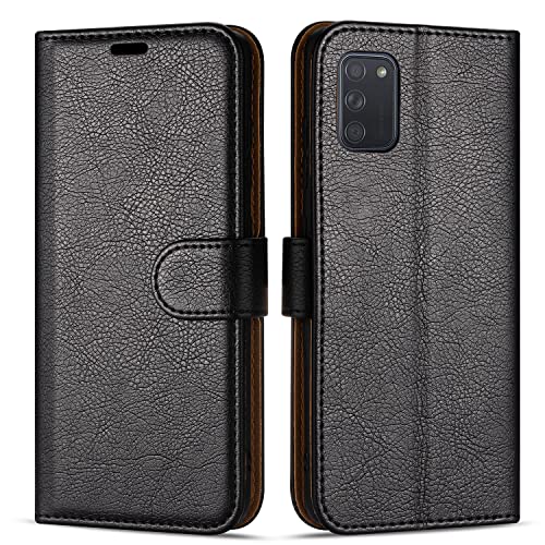 Case Collection für Samsung Galaxy A41 Handy – Premium Leder Folio Flip Cover | Magnetverschluss | Ständer | Geld- und Kartenhalter Brieftasche | Kompatibel mit Samsung A41 Hülle Schwarz von Case Collection