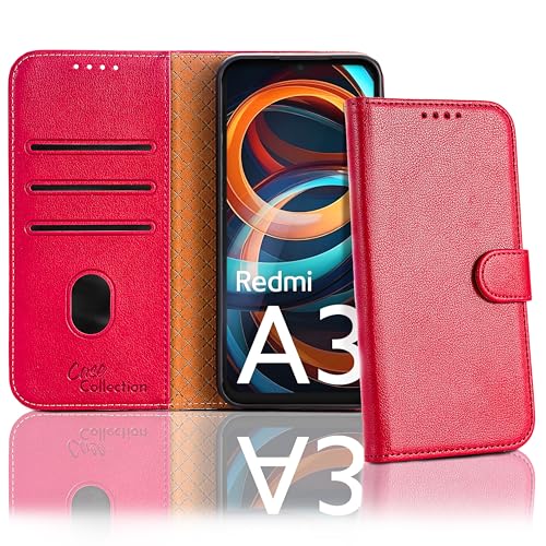 Case Collection für Xiaomi Redmi A3 Hülle - Leder Handyhülle mit Kartenfächern [RFID-Blockierung] Stoßfest [Standfunktion] Handy Schutzhülle für Redmi A3 Hülle von Case Collection