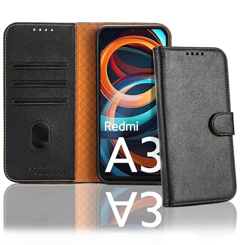 Case Collection für Xiaomi Redmi A3 Hülle - Leder Handyhülle mit Kartenfächern [RFID-Blockierung] Stoßfest [Ständer] Handy Schutzhülle für Redmi A3 Hülle von Case Collection