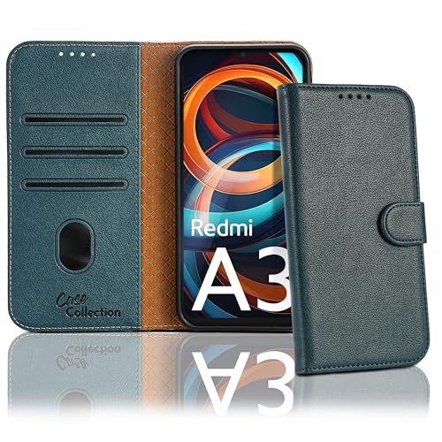 Case Collection für Xiaomi Redmi A3 Hülle - Leder Handyhülle mit Kartenfächern [RFID-Blockierung] Stoßfest [Ständer] Handy Schutzhülle für Redmi A3 Hülle von Case Collection