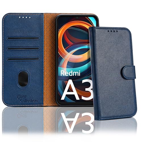 Case Collection für Xiaomi Redmi A3 Hülle - Leder Handyhülle mit Kartenfächern [RFID-Blockierung] Stoßfest [Ständer] Handy Schutzhülle für Redmi A3 Hülle von Case Collection