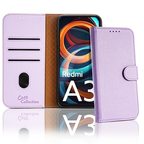 Case Collection für Xiaomi Redmi A3 Hülle - Leder Handyhülle mit Kartenfächern [RFID-Blockierung] Stoßfest [Ständer] Handy Schutzhülle für Redmi A3 Hülle von Case Collection