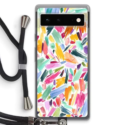 Case Company.® - Handykette für Google Pixel 6 Handyhülle mit hochwertiger Kordel zum Umhängen - Watercolor Brushstrokes - Smartphone Crossbody - Schutz auf Allen Seiten und am Bildschirmrand von Case Company.
