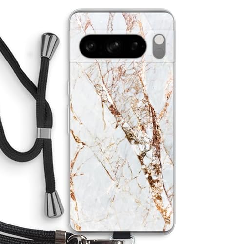 Case Company.® - Handykette für Google Pixel 8 Pro Handyhülle mit hochwertiger Kordel zum Umhängen - Goldfarbener Marmor - Smartphone Crossbody - Schutz auf Allen Seiten und am Bildschirmrand von Case Company.