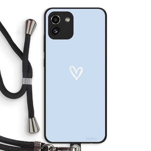 Case Company.® - Handykette für Samsung Galaxy A03 Handyhülle mit hochwertiger Kordel zum Umhängen - Kleines Herz Blau - Smartphone Crossbody - Schutz auf Allen Seiten und am Bildschirmrand von Case Company.