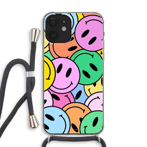 Case Company.® - Handykette für iPhone 12 Mini Handyhülle mit hochwertiger Kordel zum Umhängen - Smiley N°1 - Smartphone Crossbody - Schutz auf Allen Seiten und am Bildschirmrand von Case Company.